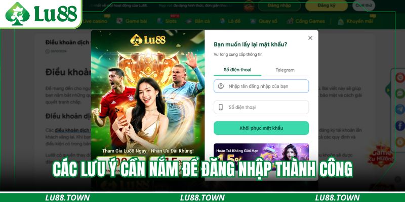 Các lưu ý cần nắm để đăng nhập thành công